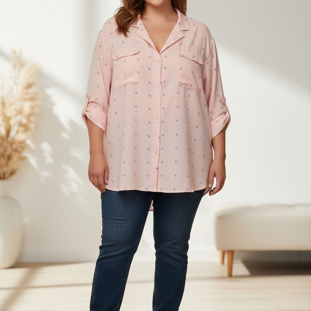 Ava & Viv Light Pink Button-Down Shirt Size 3x EUC